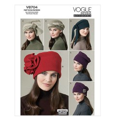 8704 MIZONO VOGUE 4 UNLINED PILLBOX EMBELLISHED HAT PATTERN XS-L